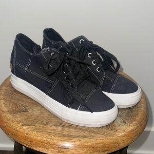 Black Canvas Sneakers with White Soles